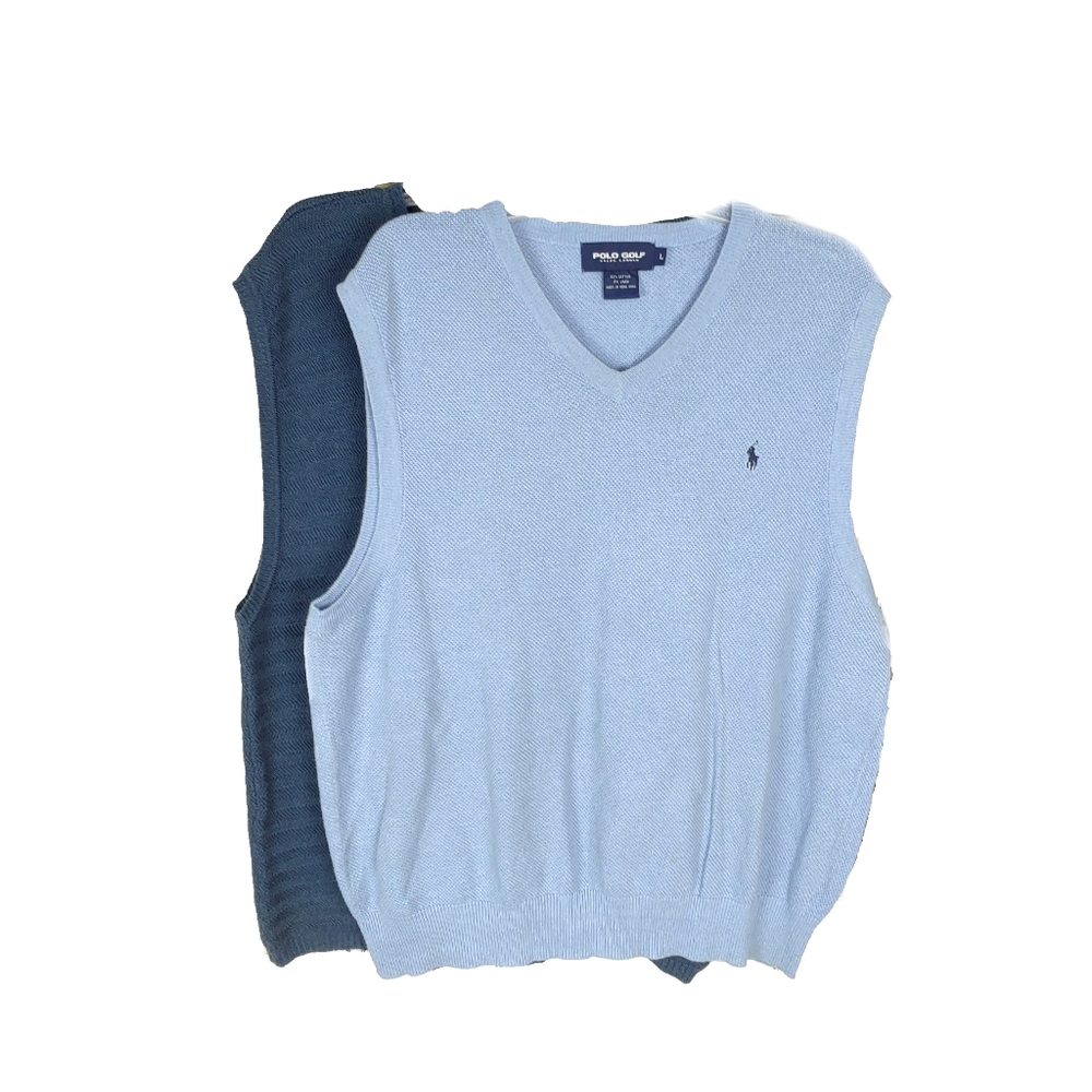 2 Mens L Polo Golf & Ashworth Line Blend Golf Vests - Picture 2 of 10